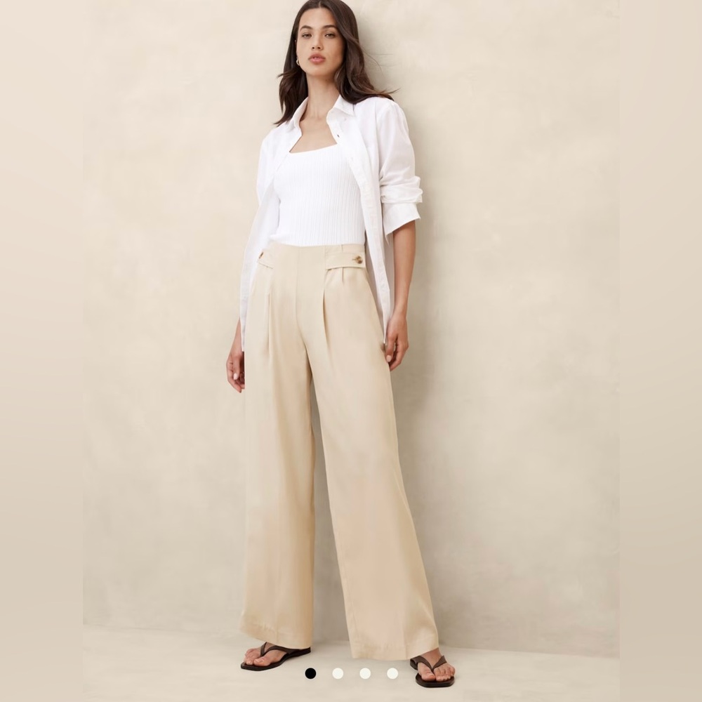 Elegant Cream Wide-Leg Pants